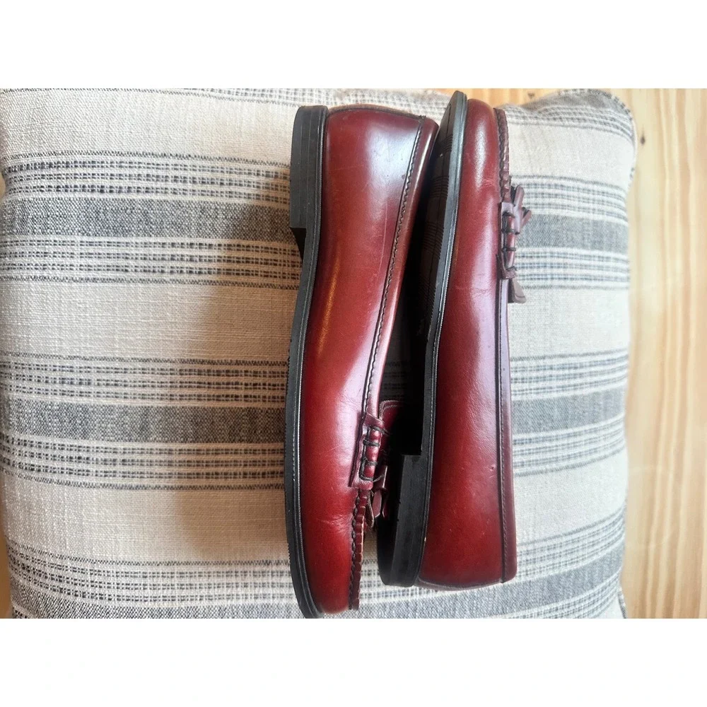GH Bass Tassel Loafers Burgundy Leather Kiltie Made in USA Womens 9.5 M